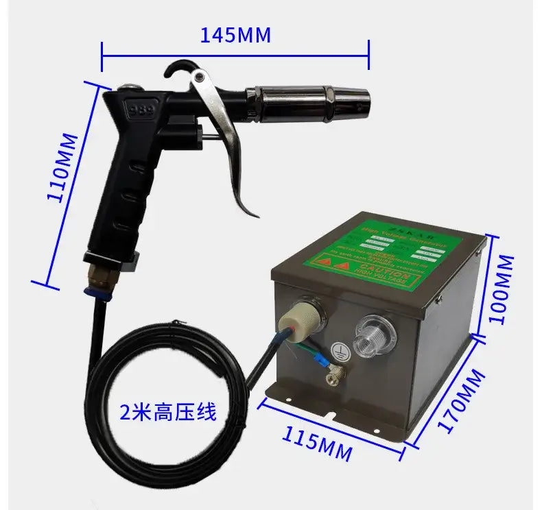 Black and silver ionizing air gun static eliminator – workshop tool