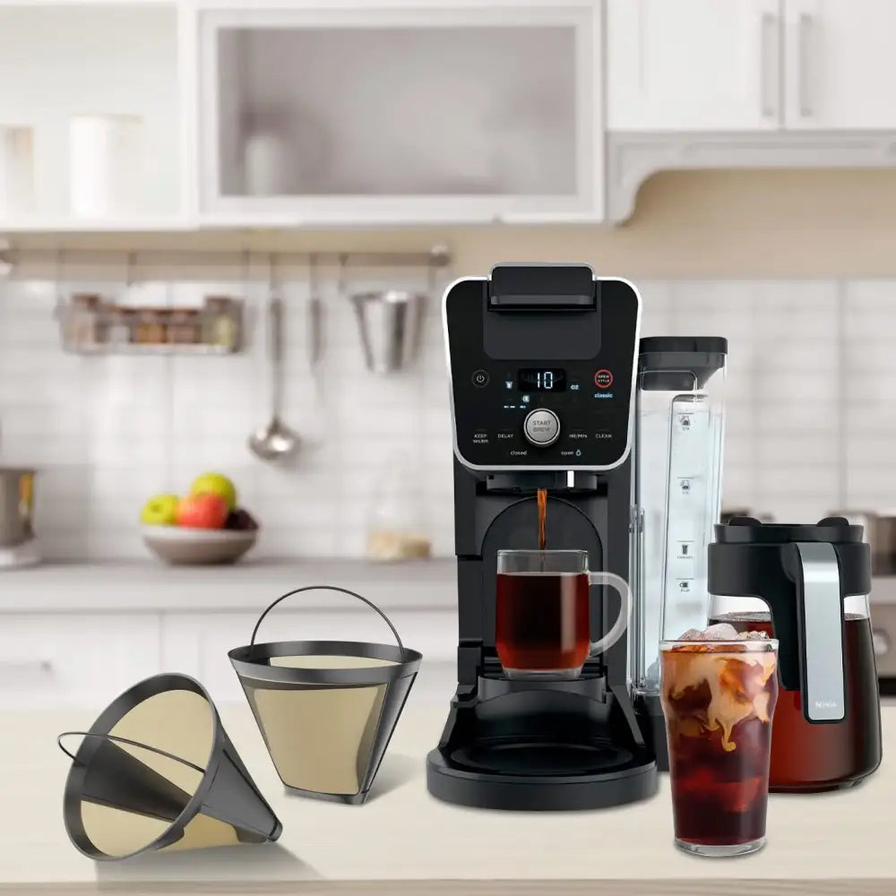Black and silver reusable cone coffee maker filter kitchen accessory