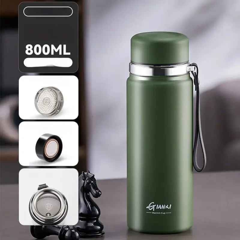 Black and silver stainless steel 24hr cold cup – kitchen travel thermos