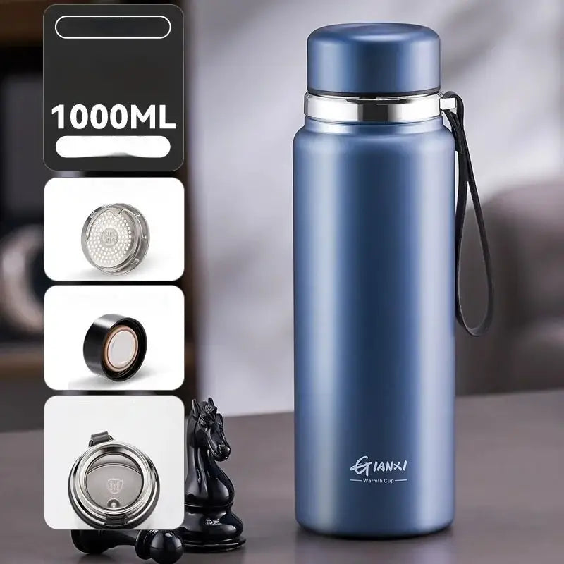 Black and silver stainless steel 24hr cold cup – kitchen travel thermos