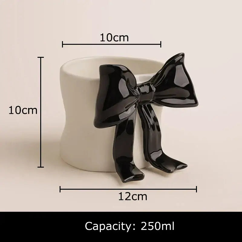 Black and white bowknot porcelain coffee cup dining room mug