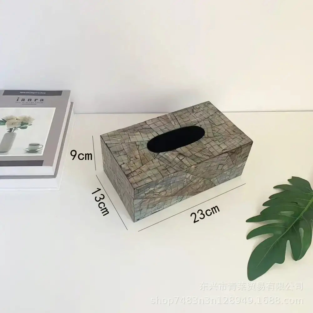 Black and white floral mother of pearl tissue box living room decor