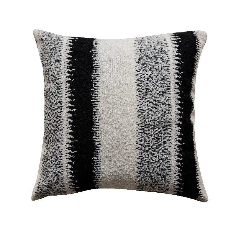 Black and white geometric chenille pillow cover living room decor