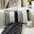 Black and white geometric chenille pillow cover living room decor