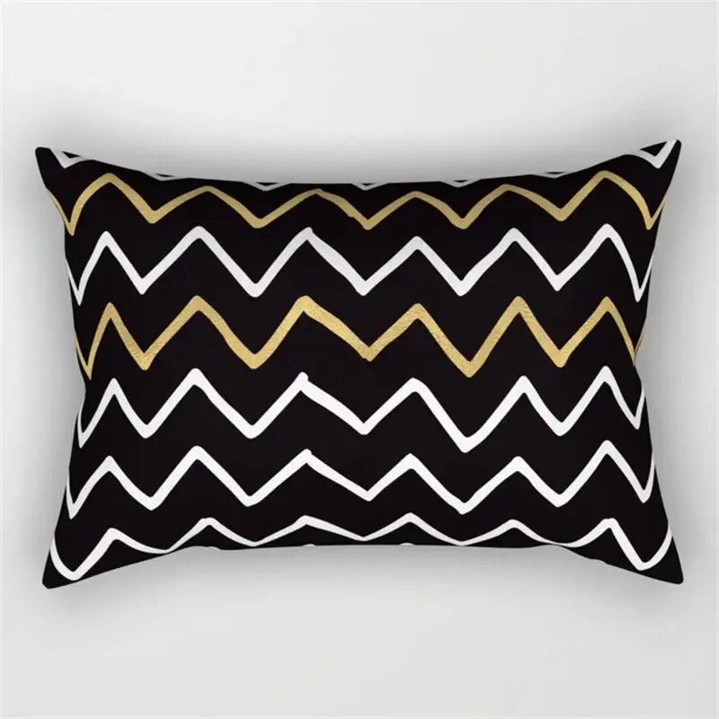 Black and white geometric wave line pillowcase set bedroom decor