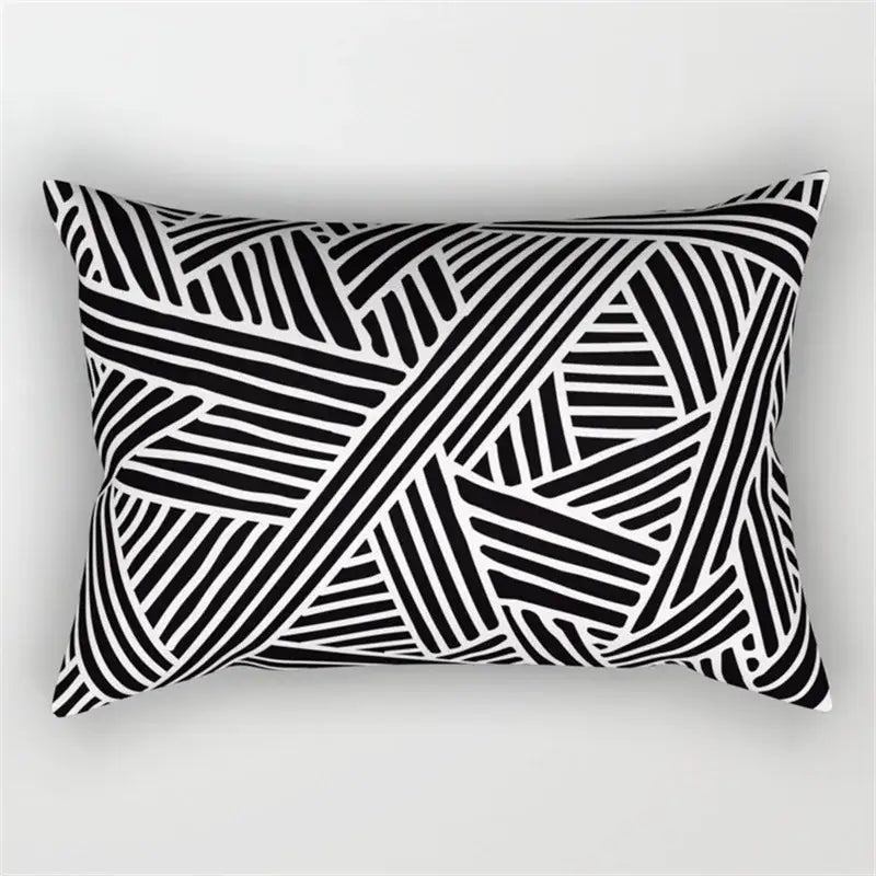 Black and white geometric wave line pillowcase set bedroom decor