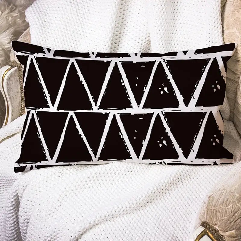 Black and white geometric wave line pillowcase set bedroom decor