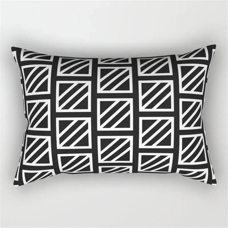 Black and white geometric wave line pillowcase set bedroom decor