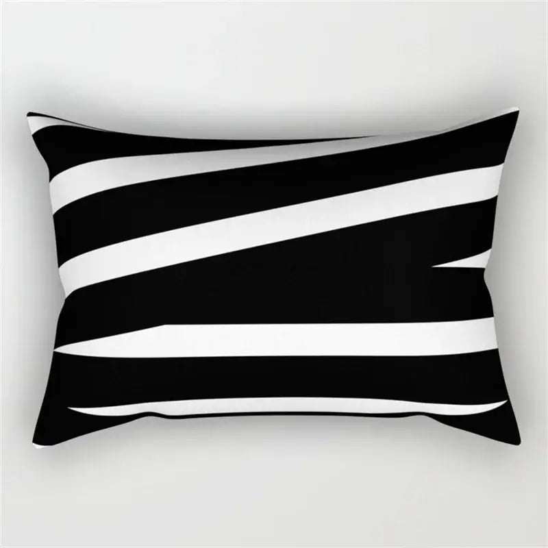 Black and white geometric wave line pillowcase set bedroom decor