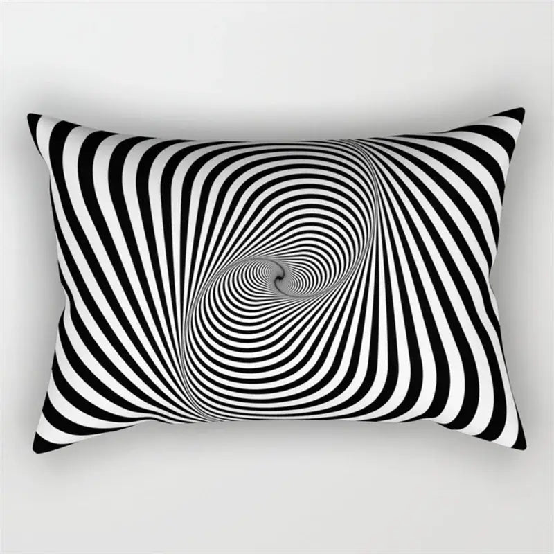 Black and white geometric wave line pillowcase set bedroom decor