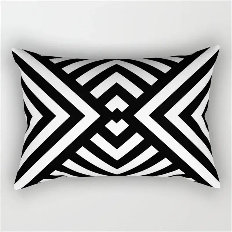 Black and white geometric wave line pillowcase set bedroom decor