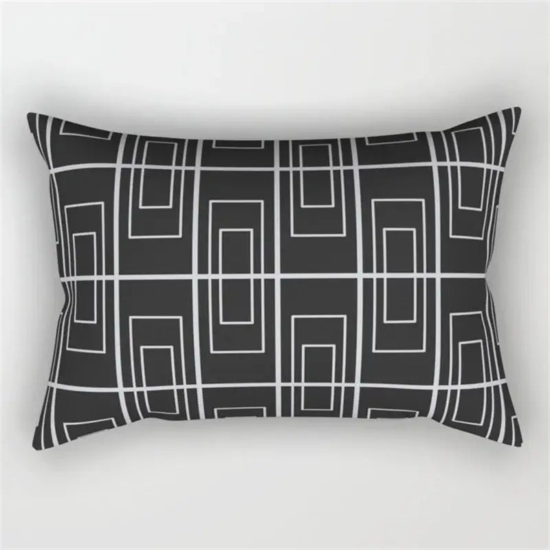 Black and white geometric wave line pillowcase set bedroom decor