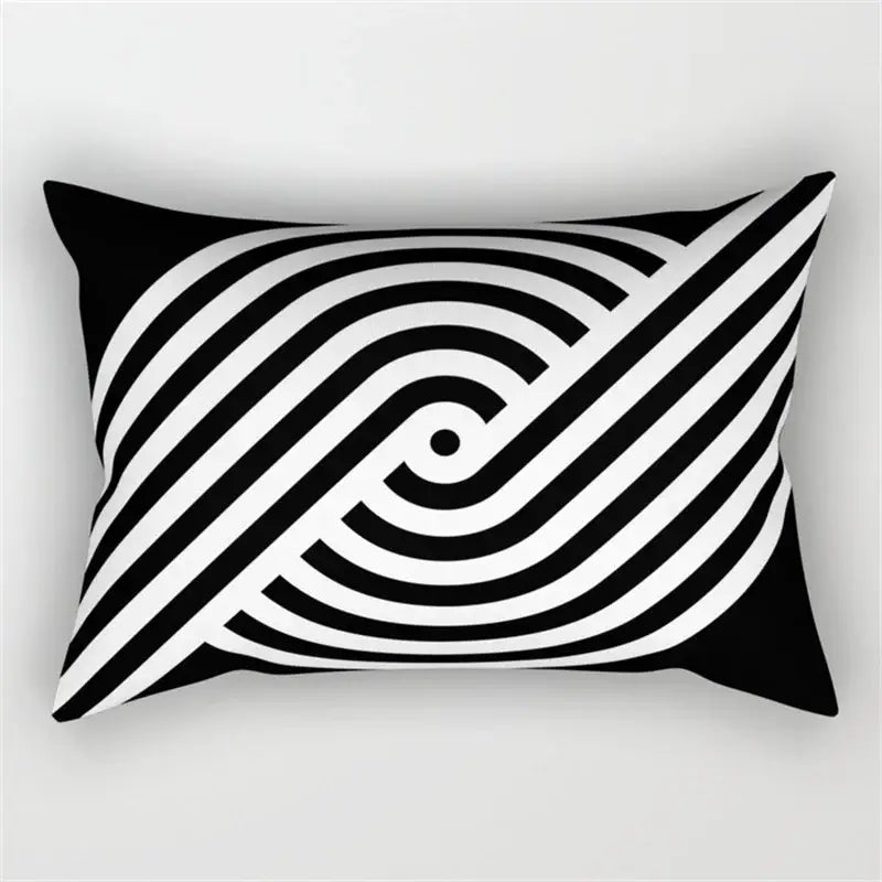 Black and white geometric wave line pillowcase set bedroom decor