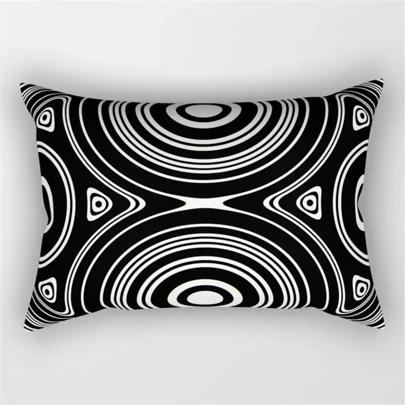 Black and white geometric wave line pillowcase set bedroom decor