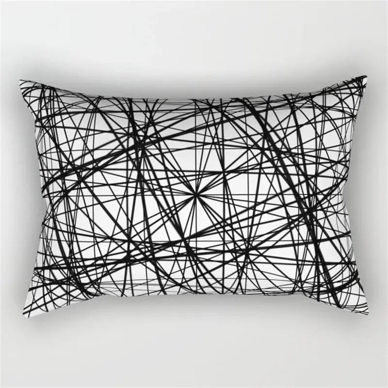 Black and white geometric wave line pillowcase set bedroom decor