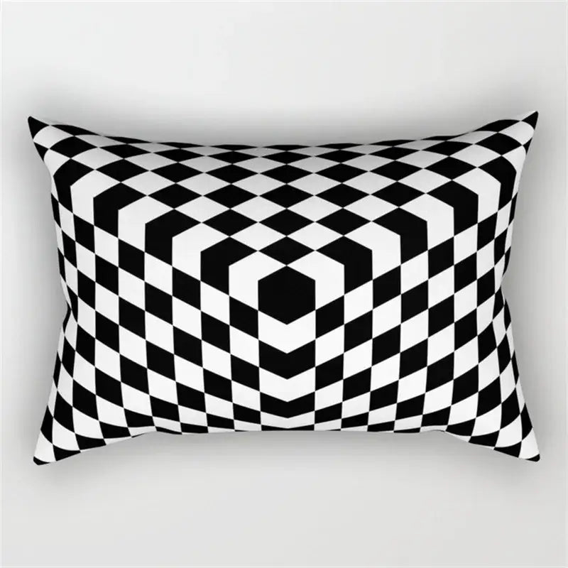 Black and white geometric wave line pillowcase set bedroom decor