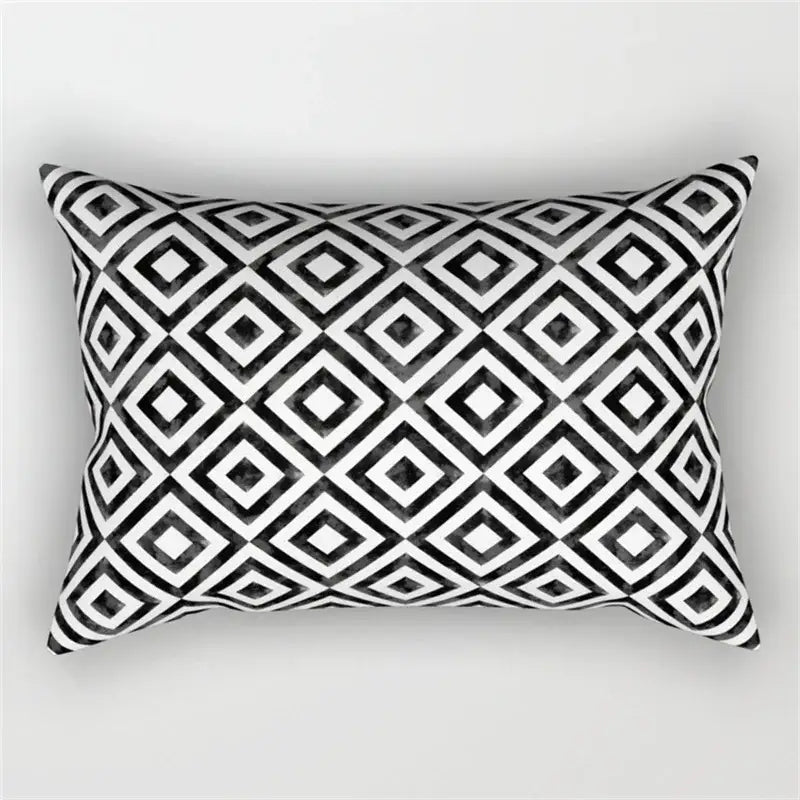 Black and white geometric wave line pillowcase set bedroom decor