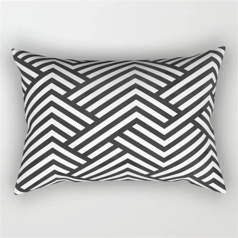 Black and white geometric wave line pillowcase set bedroom decor
