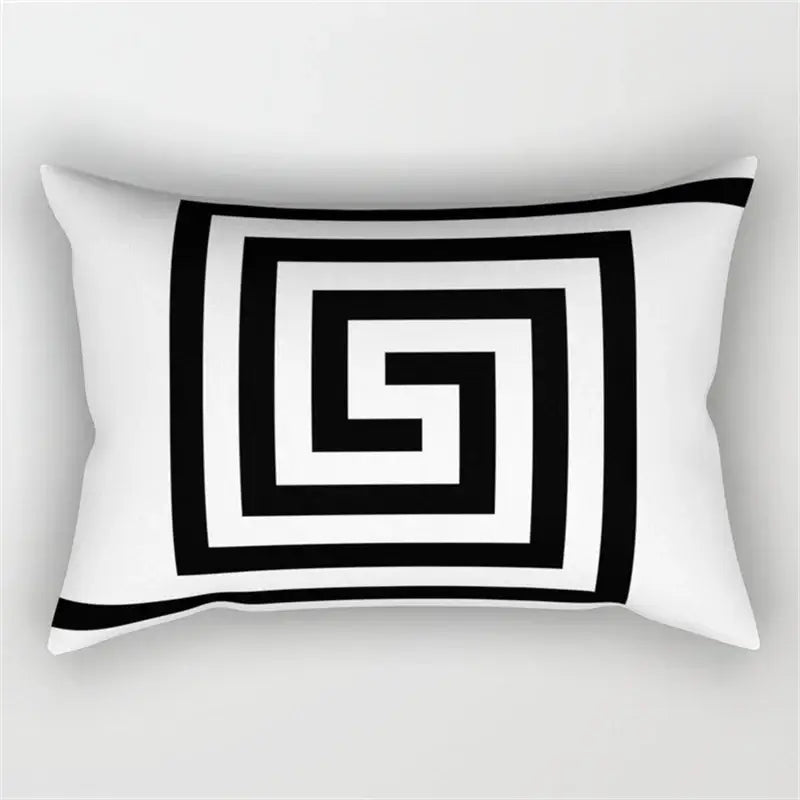 Black and white geometric wave line pillowcase set bedroom decor