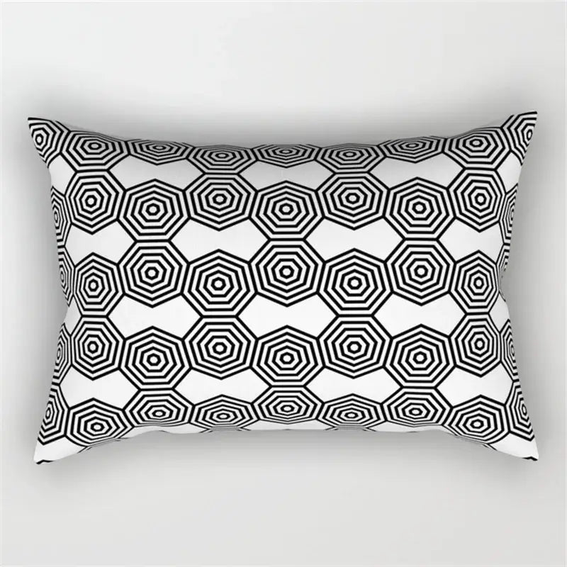 Black and white geometric wave line pillowcase set bedroom decor