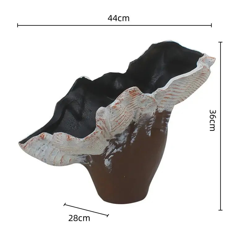 Black and white irregular resin flower vase living room sculpture