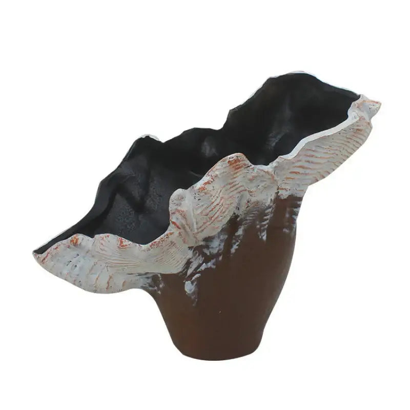 Black and white irregular resin flower vase living room sculpture