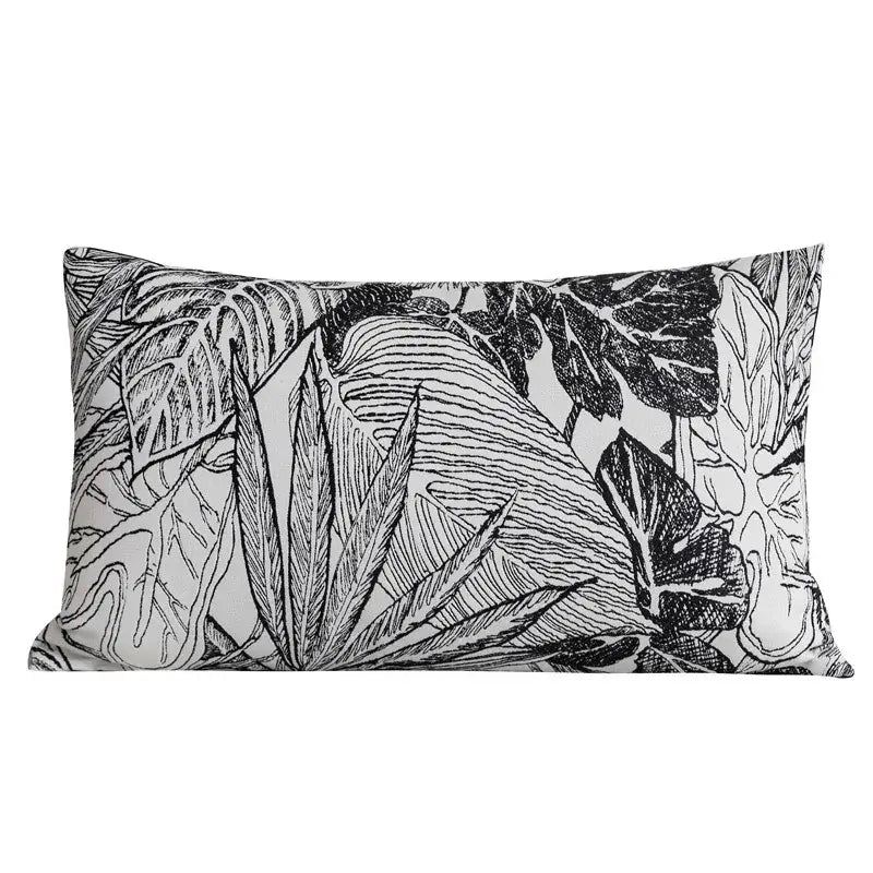 Black and white jungle plant raccoon pillow cover living room decor