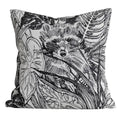 Black and white jungle plant raccoon pillow cover living room decor