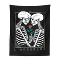 Black and white kissing lovers tarot tapestry bedroom wall decor