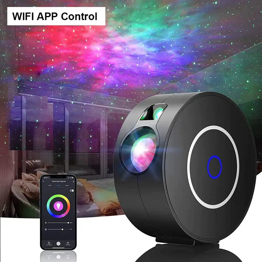 Black aurora galaxy projector night light bedroom smart star lamp