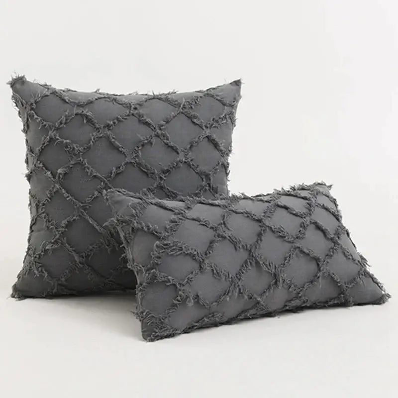Black boho lumbar pillow cover bedroom textured woven decor