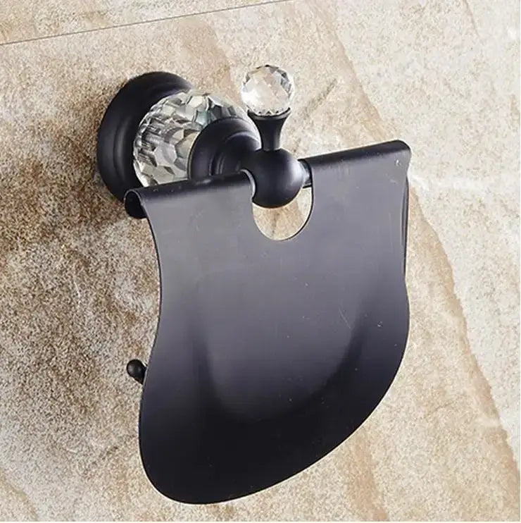 Black brass & crystal bathroom accessories set – bathroom hardware