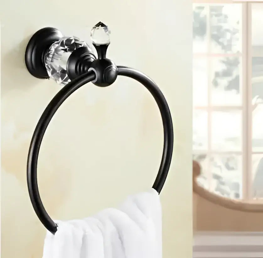 Black brass & crystal bathroom accessories set – bathroom hardware