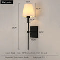 Black brass fabric shade wall sconce bedroom light