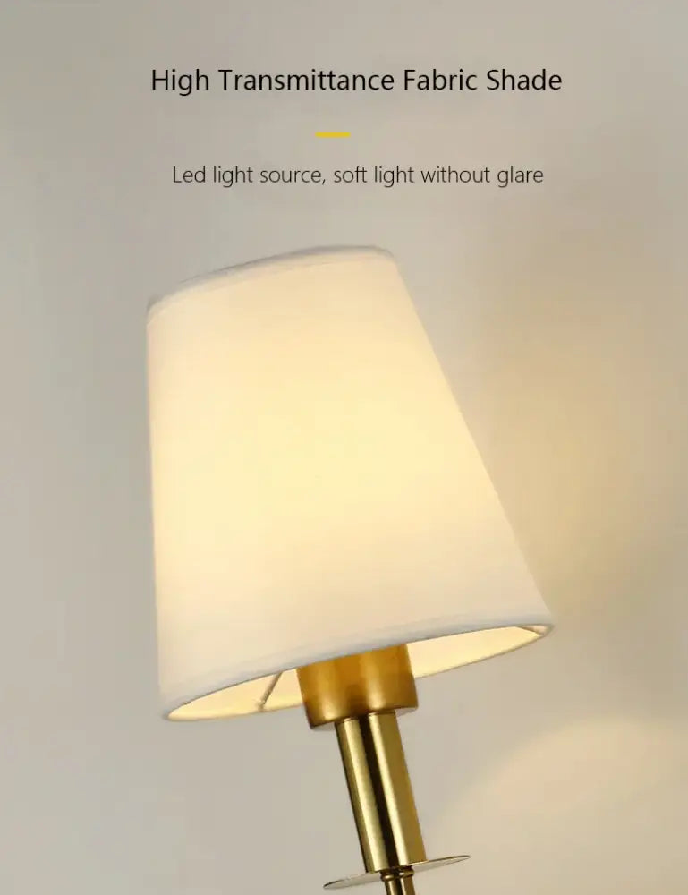 Black brass fabric shade wall sconce bedroom light