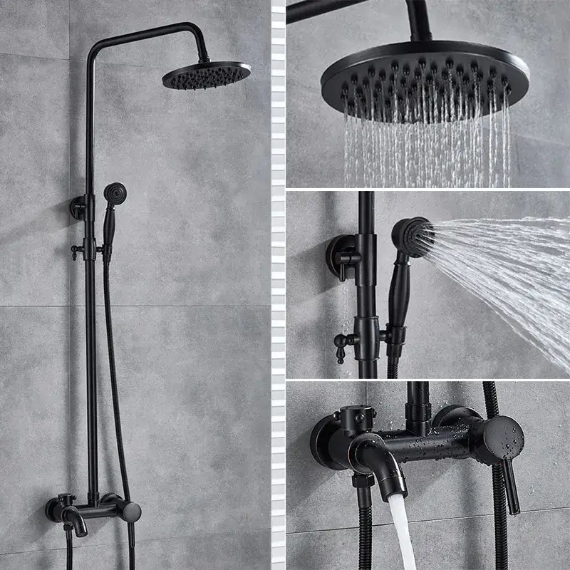 Black bronze bathroom shower set with handheld spray – bathroom