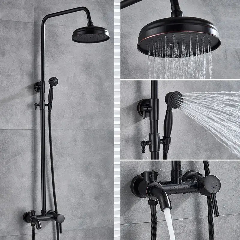 Black bronze bathroom shower set with handheld spray – bathroom