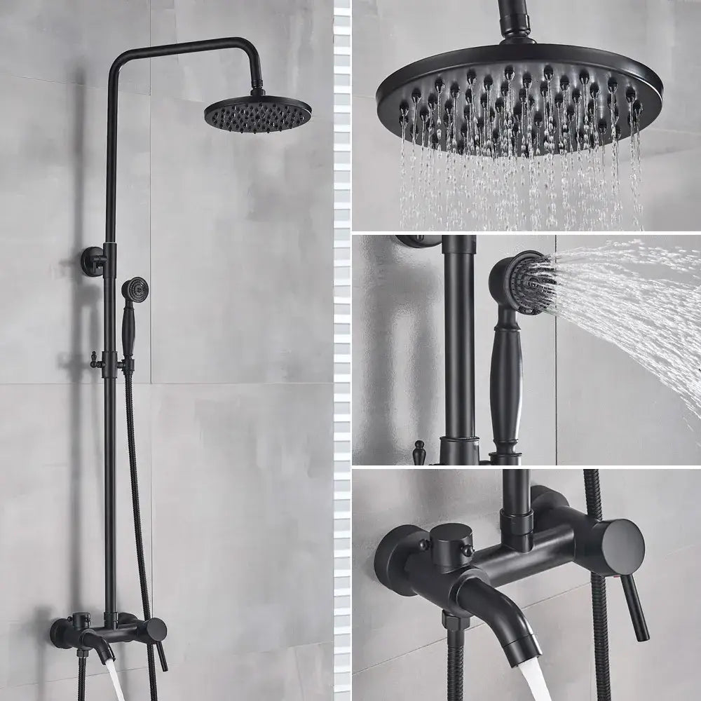 Black bronze bathroom shower set with handheld spray – bathroom