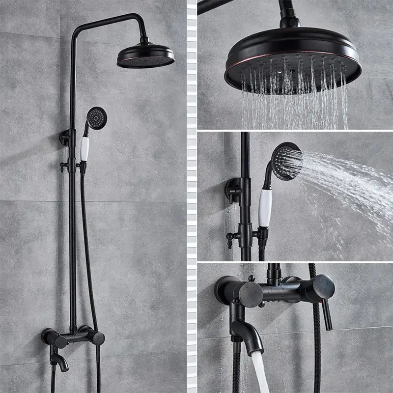 Black bronze bathroom shower set with handheld spray – bathroom