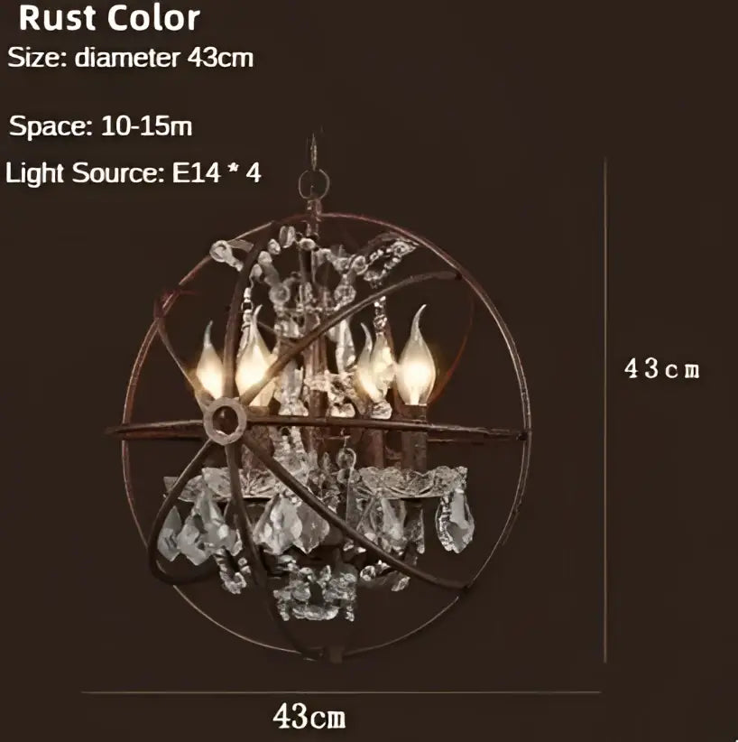 Black & bronze iron birdcage crystal chandelier dining room light