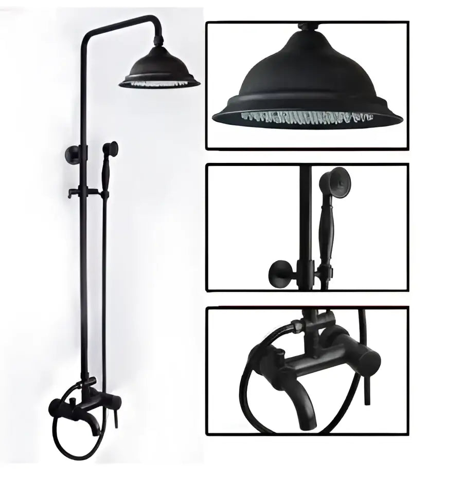 Black bronze rainfall shower faucet set with handheld for bathroom