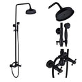 Black bronze rainfall shower faucet set with handheld for bathroom