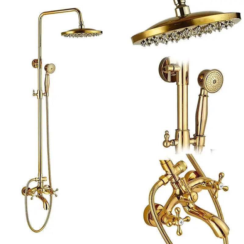 Black bronze rainfall shower mixer tap with handheld spray bathroom
