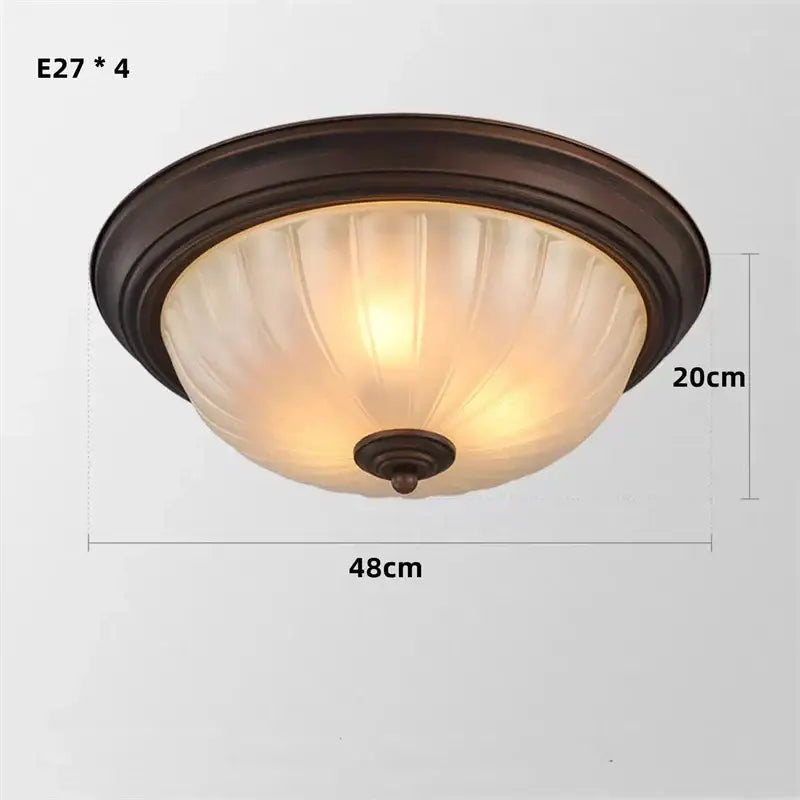 Black bronze ribbed glass ceiling light for kitchen and bedroom