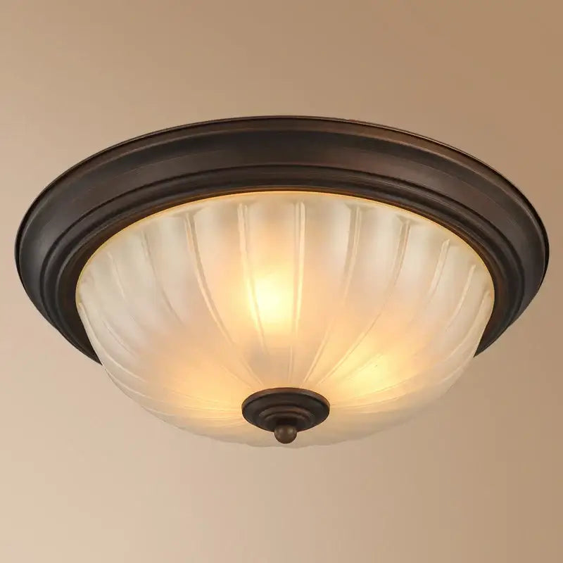 Black bronze ribbed glass ceiling light for kitchen and bedroom