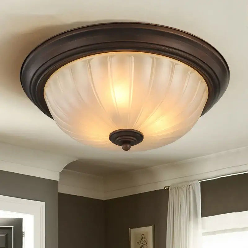 Black bronze ribbed glass ceiling light for kitchen and bedroom