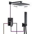 Black bronze square rainfall shower faucet set bathroom wall mount