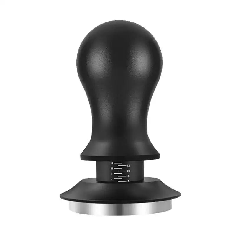Black calibrated espresso coffee tamper kitchen spring handle tool