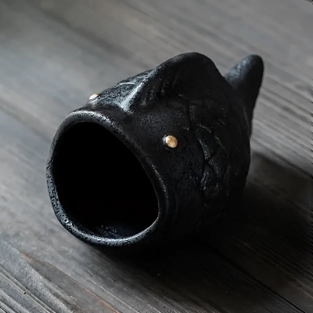 Black cartoon cat ceramic ashtray living room large capacity decor