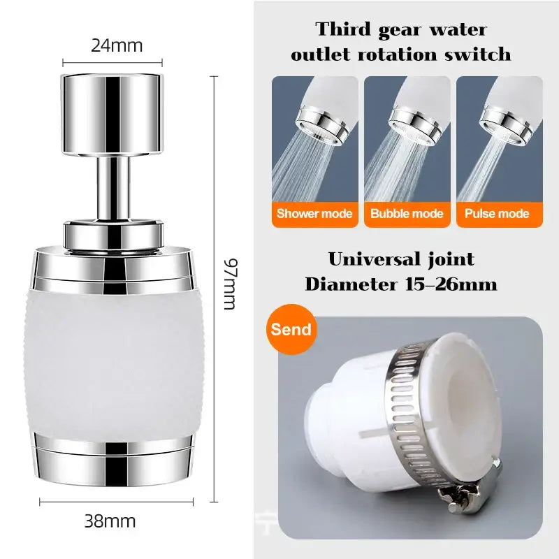 Black & chrome aluminum kitchen faucet 360 rotating splash nozzle